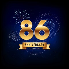 86 Years Anniversary Celebration, Vector Design Illustration Template