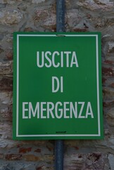 Italy: Road signal (Emergency Exit).