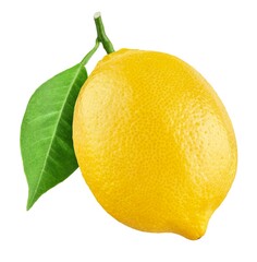 Lemon with leaf isolated on white background