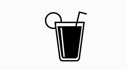 Drink Icon. Vector isolated illustration of a glass with liquid and a straw
