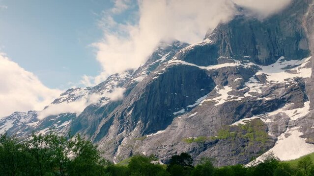 Drone shot of the Trollwall, Norway 
