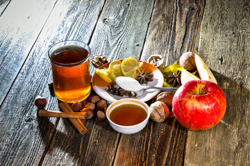 Christmas mulled wine with spaces in a glass