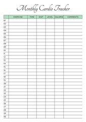 Monthly Cardio Tracker