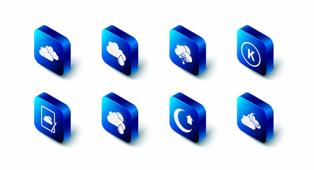 Set Cloud with rain, snow and sun, Kelvin, moon, Moon, Weather forecast and icon. Vector © Kostiantyn