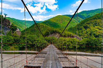 危険な吊り橋　奈良県十津川村