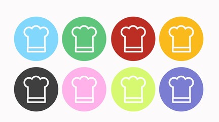 Chef Hat Icon Set. Vector isolated editable flat illustration set