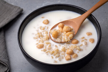 Cold Yogurt Soup with Chickpeas and Wheat Seeds - Ayran asi Corbasi - Tzatziki