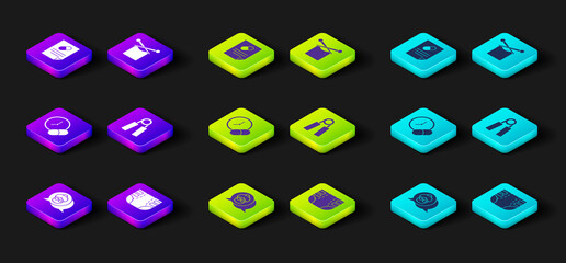 Set Grandmother, Adult diaper, Medicine pill or tablet, Sport expander, Knitting and Medical prescription icon. Vector