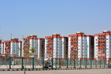 Buildings and houses in Al Asmarat area, the social housing projects in Mokattam hills providing...