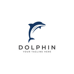 Dolphin logo. Dolphin jumping on the waves of sea or beach. With vector illustration editing.