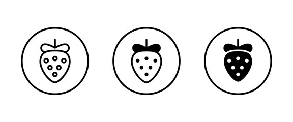 Obraz premium Garden strawberry fruit icon or strawberries icons vector, sign, symbol, logo, illustration, editable stroke, flat