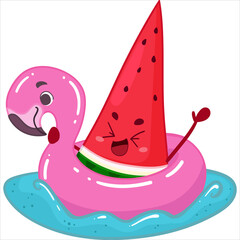 kawaii watermelon character summer sticker