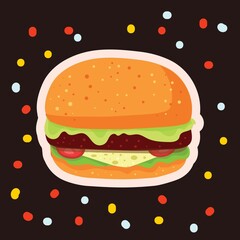 Burger - fast food concept, Hand Drawn Sketch Vector illustration.