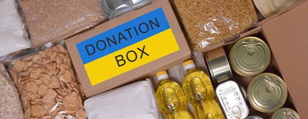 Food set for the needy and volunteering. Relief Funds ,Donations.Charity donations. Making...
