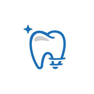 teeth surgery dentist logo. clean Tooth logo. dental care implant tooth logo vector Illustration abstract minimal design clip art icon isolated on white background