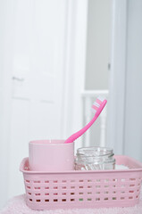 pink teeth brush for everyday cleaning ,morning routine
