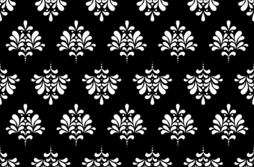 Outdoor-Kissen Flower geometric pattern. Seamless vector background. White and black ornament © ELENA