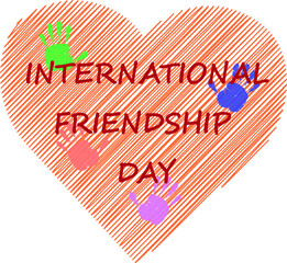 international day of friendship. Heart print. Vector.