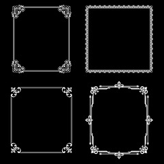 Set of decorative frames Elegant vector element for design in Eastern style, place for text. Floral black and white borders. Lace illustration for invitations and greeting cards.