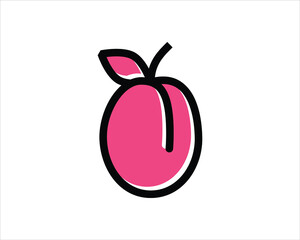 Vector icon of a plum on a white background. Plum logo vector icon design template