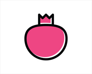 Pomegranate line icon, fruit and garnet, vector graphics, a linear pattern on a white background, eps 10. Pomegranate Line Icon Isolated On White Background