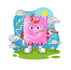 condom samurai cartoon. cartoon mascot vector