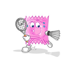 condom playing badminton illustration. character vector
