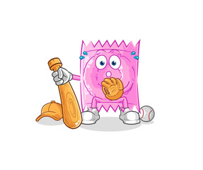 Fototapeta premium condom baseball Catcher cartoon. cartoon mascot vector