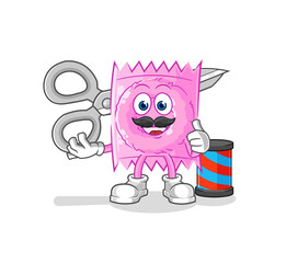 condom barber cartoon. cartoon mascot vector