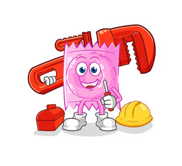 condom plumber cartoon. cartoon mascot vector