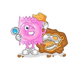 condom archaeologists with fossils mascot. cartoon vector