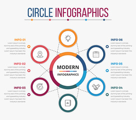 Simple Modern Circle Infographics with 06 Steps