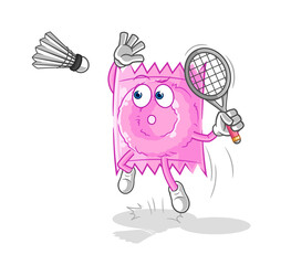 condom smash at badminton cartoon. cartoon mascot vector
