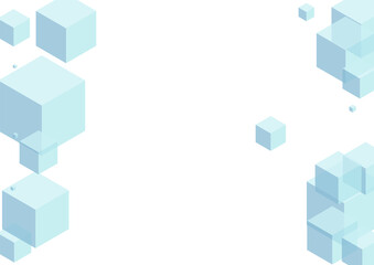 Gray Block Background White Vector. Square 3d Template. White Cube Flow Design. Network Illustration. Sky Blue Shape Polygon.