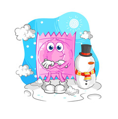condom in cold winter character. cartoon mascot vector