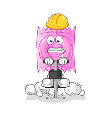 condom drill the ground cartoon character vector