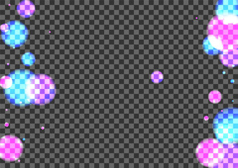 Pink Flare Background Transparent Vector. Ball Christmas Template. Particle Design. Blur Spot Decoration Card. Purple Glow.