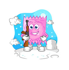 condom soldier in winter. character mascot vector