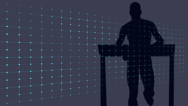 Animation of cardiograph over silhouette of man exercising