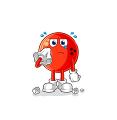 bowling ball cry with a tissue. cartoon mascot vector