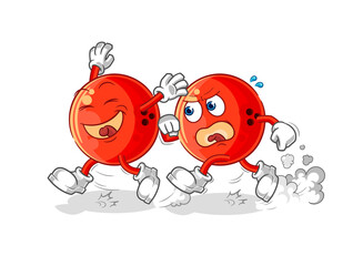 bowling ball play chase cartoon. cartoon mascot vector