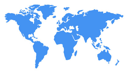 Fototapeta na wymiar Blue world map isolated on white background. Vector illustration..