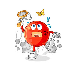 bowling ball catch butterfly illustration. character vector