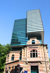 Fototapeta na wymiar Strange building (blending architectural styles) in Bucharest, Romania