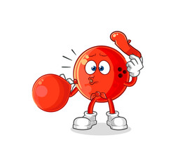 bowling ball pantomime blowing balloon. cartoon mascot vector