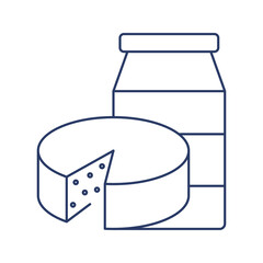 Milk and bread dairy food icon