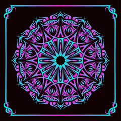 mandala vector, purple and blue gradient