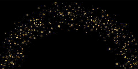 Falling Snow flakes golden pattern Holiday Vector