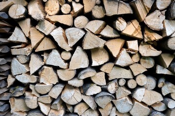 Background, woodpile in the yard.