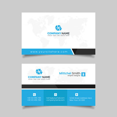 Blue color business card templet design, corporate business card design 